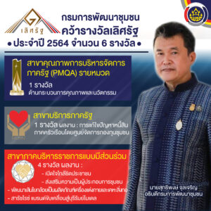 พช. สุดปลื้ม หนึ่งเดียวของมหาดไทย คว้า 6 รางวัลเลิศรัฐ ปี 64 เป็น 1 ใน 4 ของประเทศ หน่วยงานที่กวาด PMQA ครบทุกรายหมวด